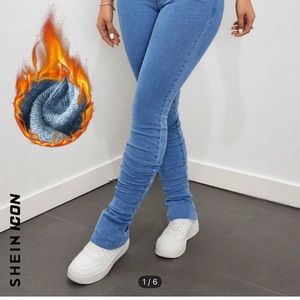 SHEIN Blue Skinny Jeans High-Waisted